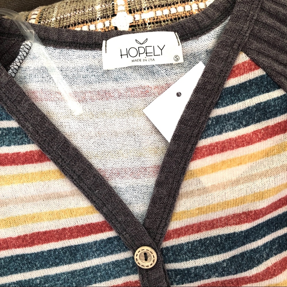 Mocha Striped Long Sleeve Cardigan Size S - Picture 5 of 9